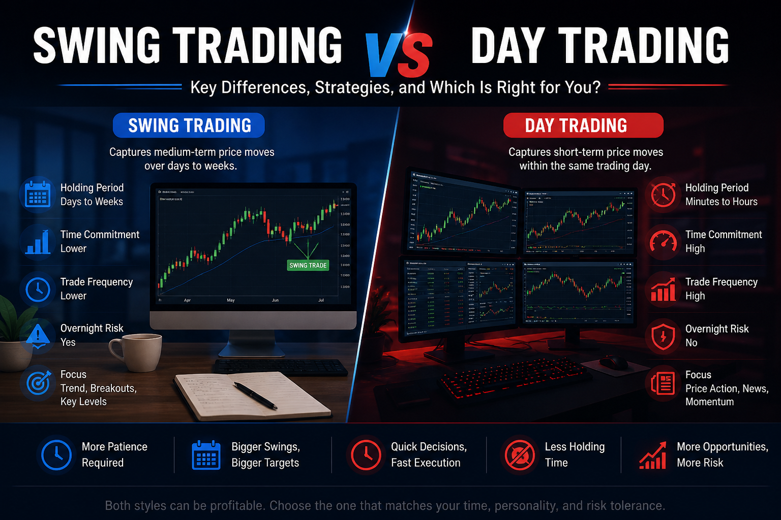 Swing Trading vs Day Trading comparison guide